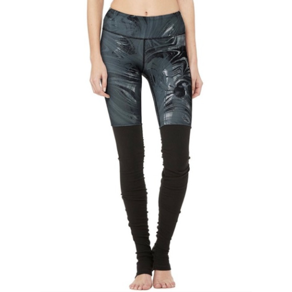 ALO Yoga Pants & Jumpsuits Alo Yoga Black Marble Goddess Ribbed Leg